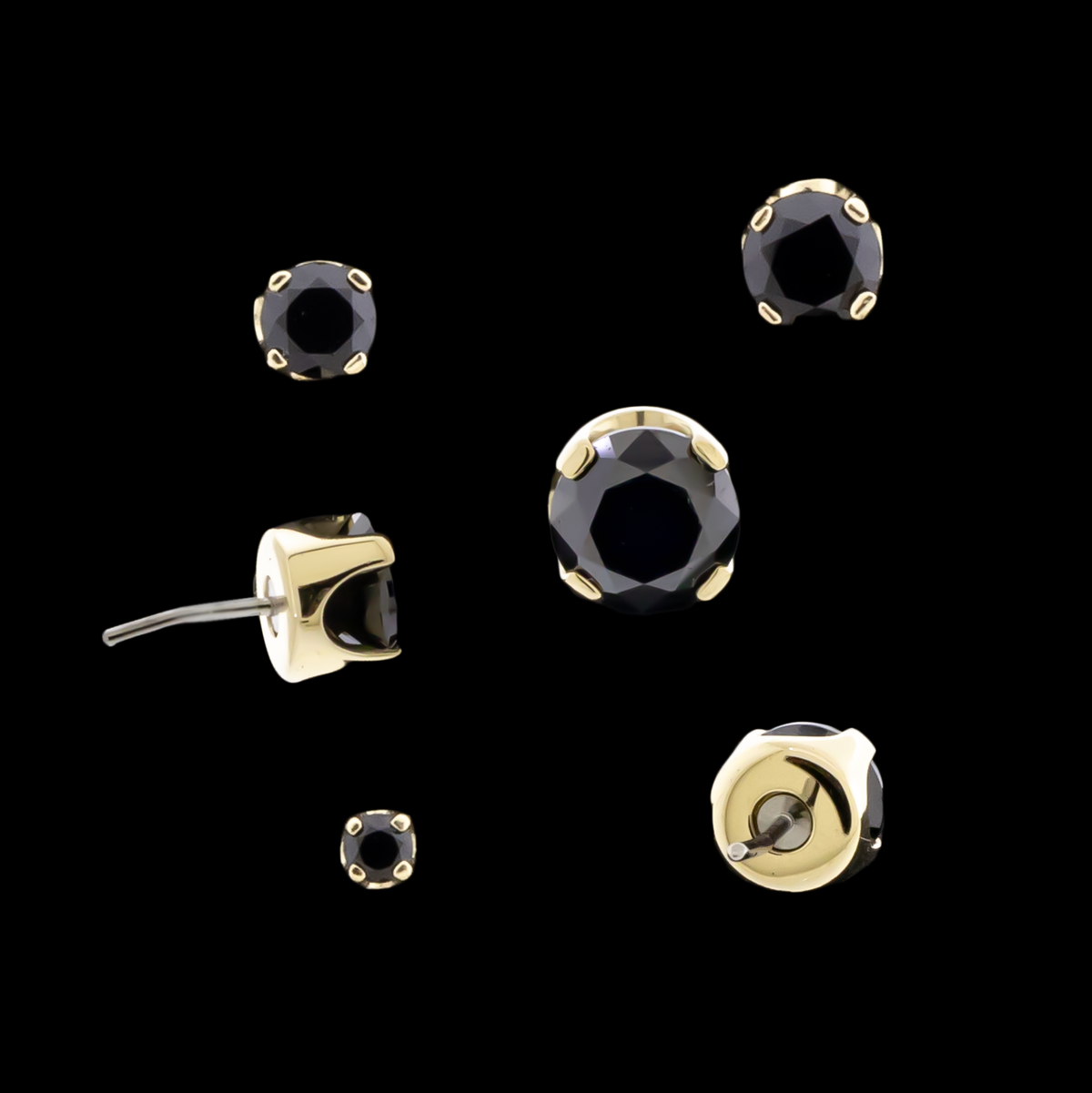 Zarela – 14kt Gold Flat Back Prong-Set Zirconia | Threadless End | Wiccan Center