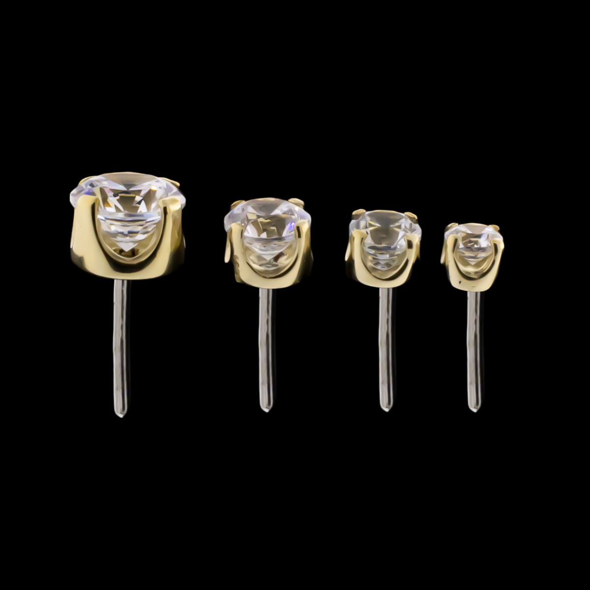 Zarela – 14kt Gold Flat Back Prong-Set Zirconia | Threadless End | Wiccan Center