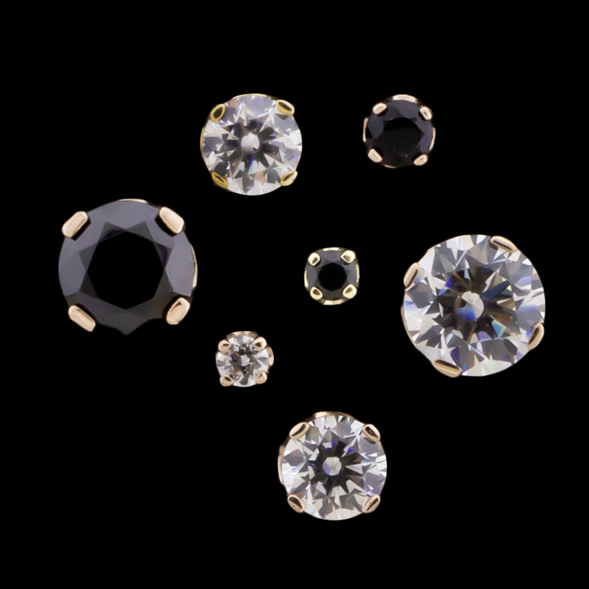 Zarela – 14kt Gold Flat Back Prong-Set Zirconia | Threadless End | Wiccan Center