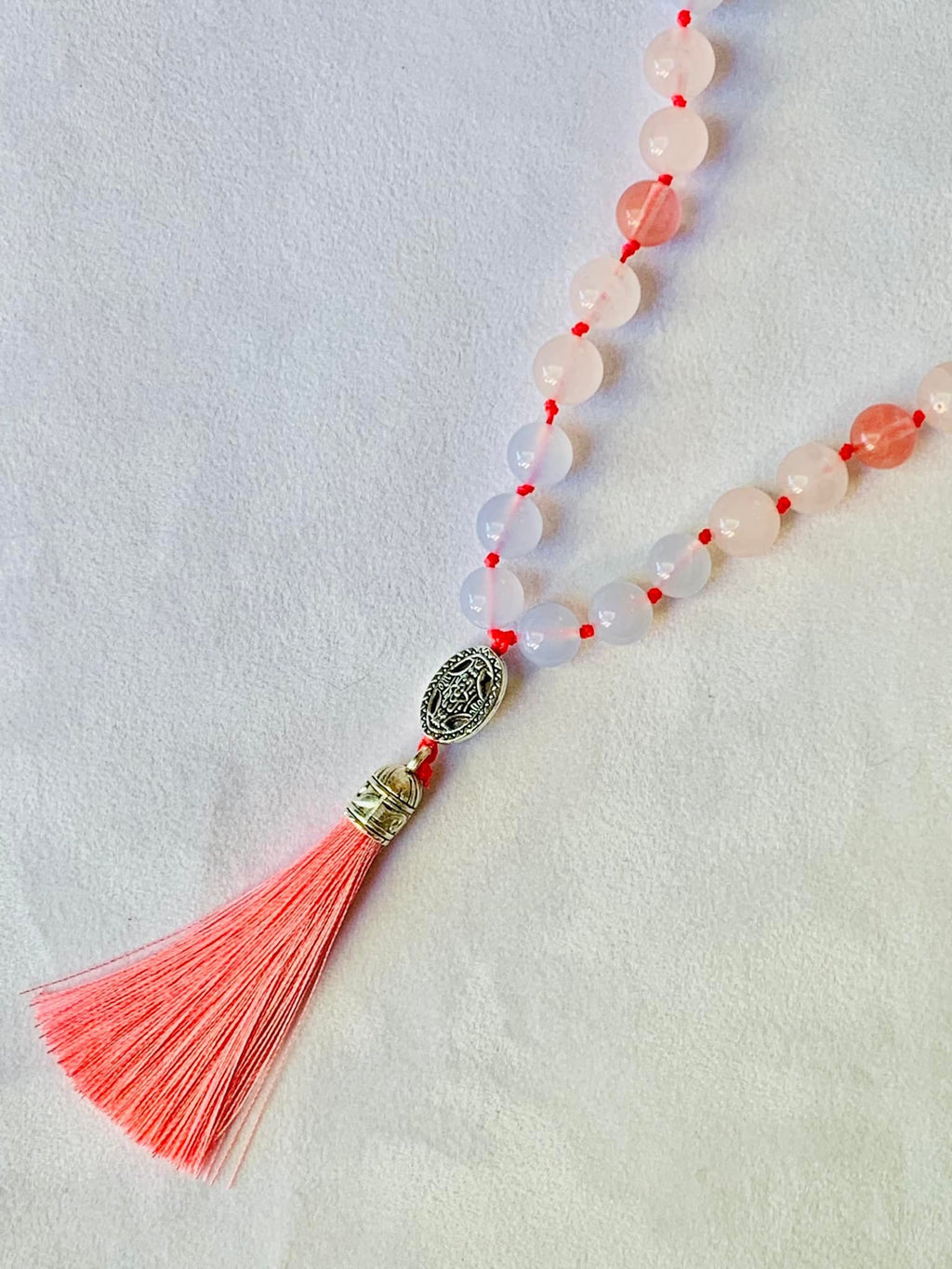 Kamala Mala - Delight - Blue Chalcedony, Rose Quartz, Strawberry Quartz | | Wiccan Center