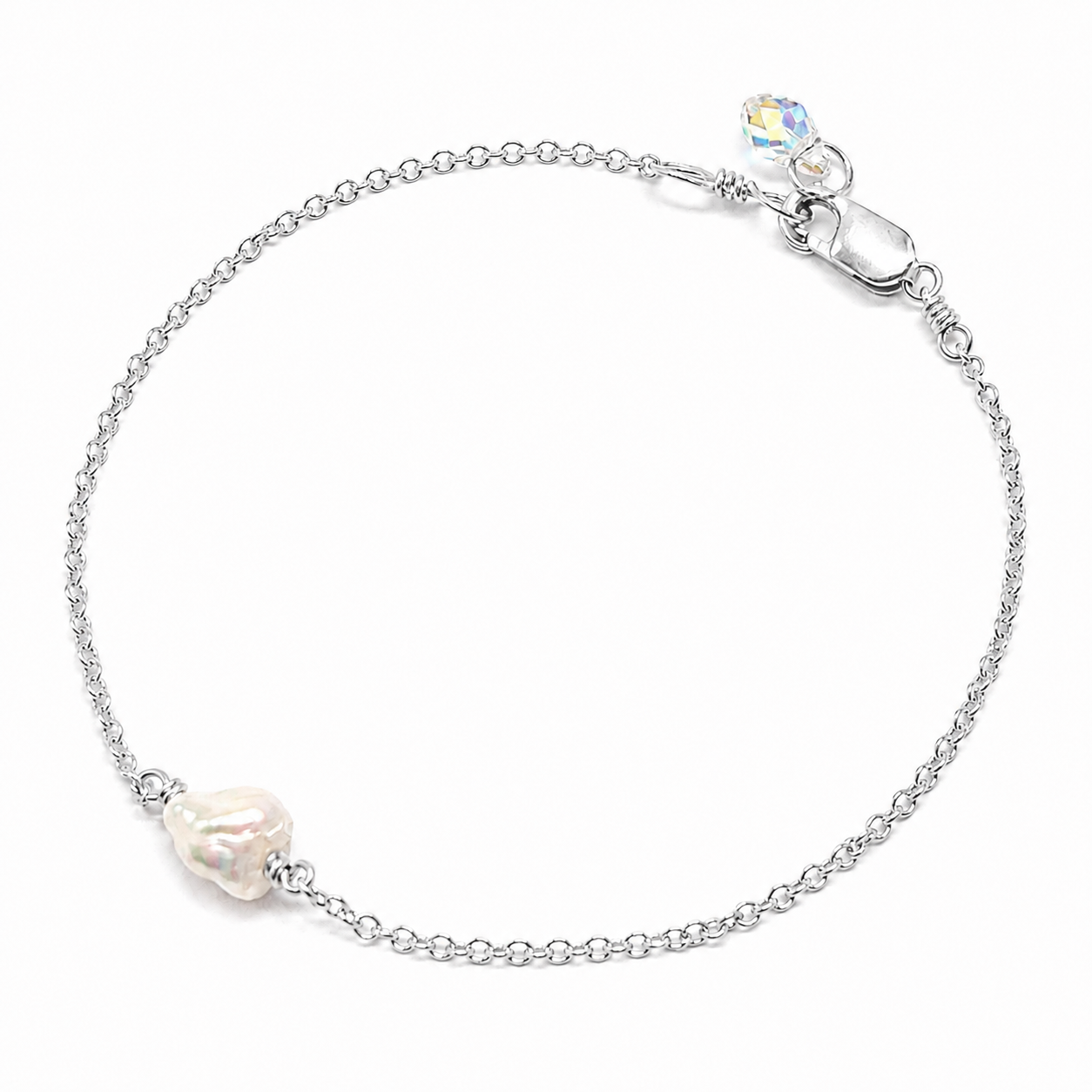 Keshi Pearl Bracelet with Swarovski Clasp