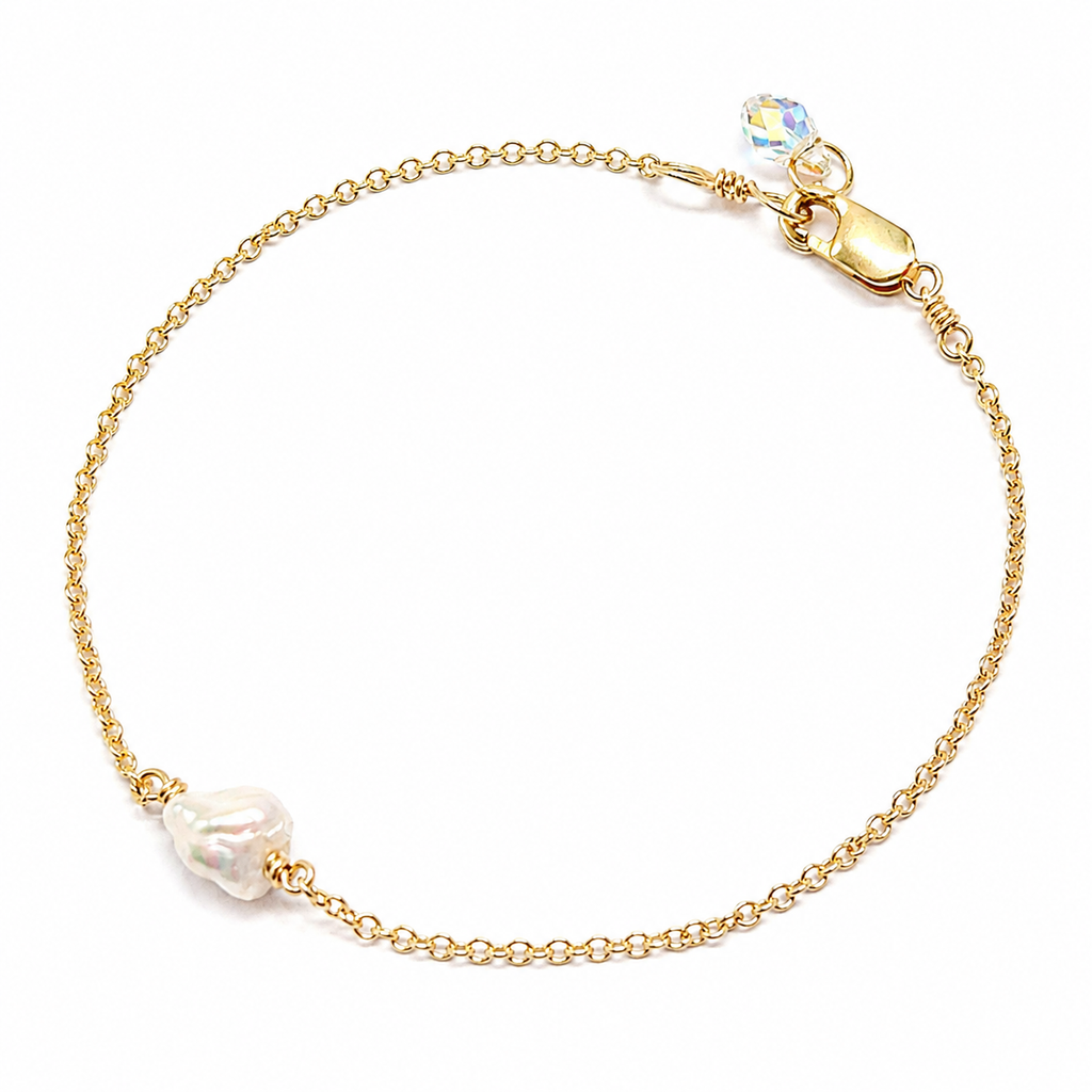 Keshi Pearl Bracelet with Swarovski Clasp