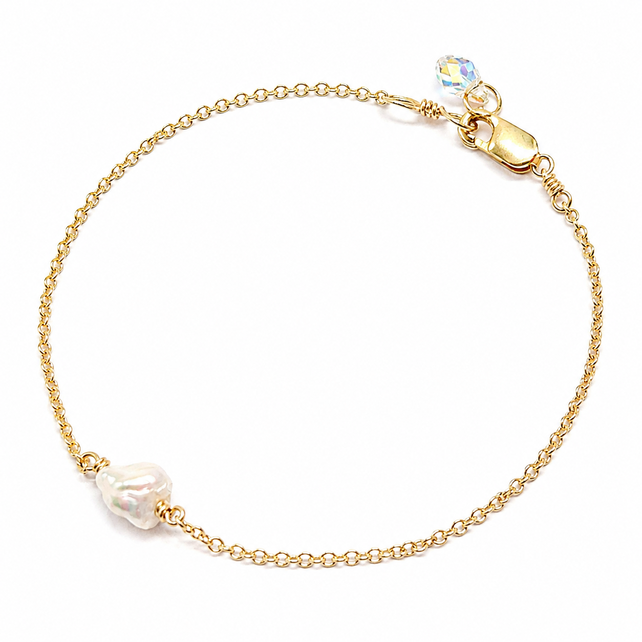 Keshi Pearl Bracelet with Swarovski Clasp