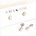 Freshwater pearl button mini stud earrings
