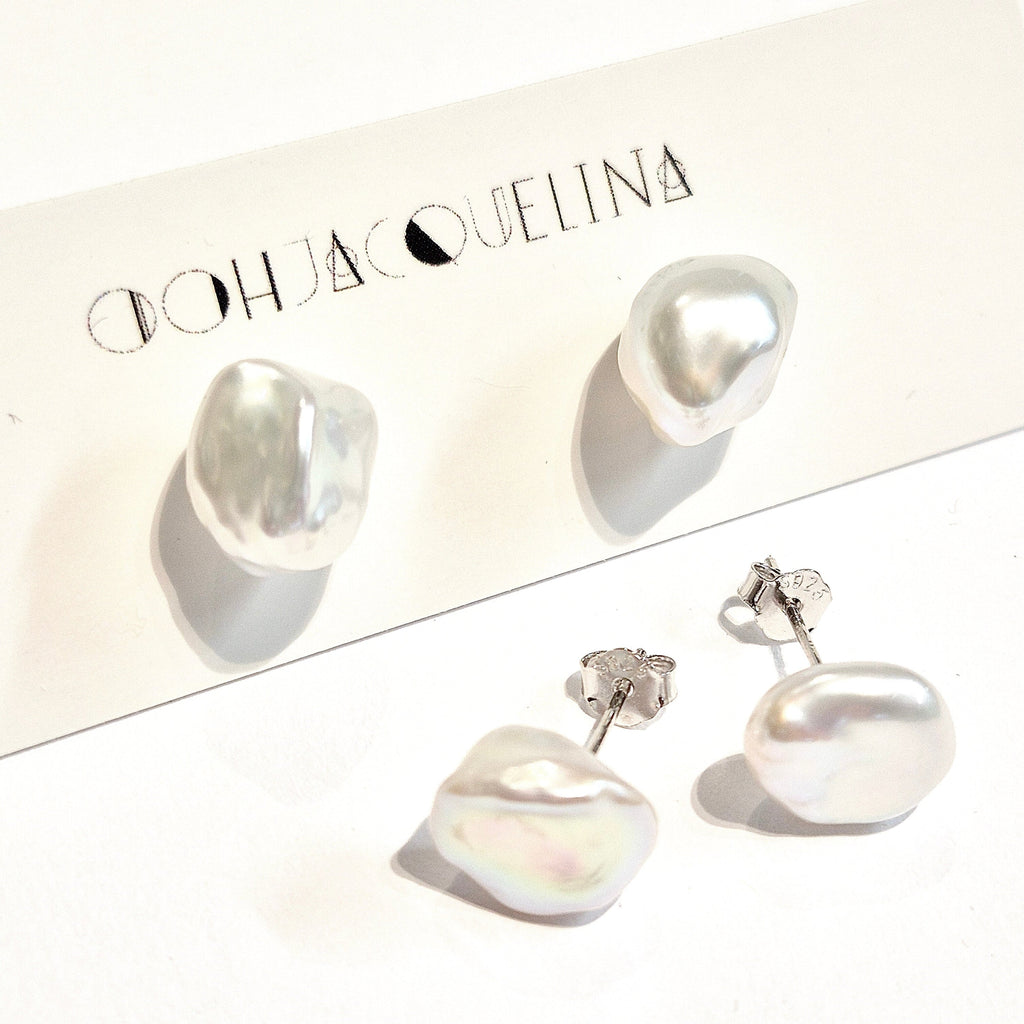 Genuine Pearl Stud Earrings