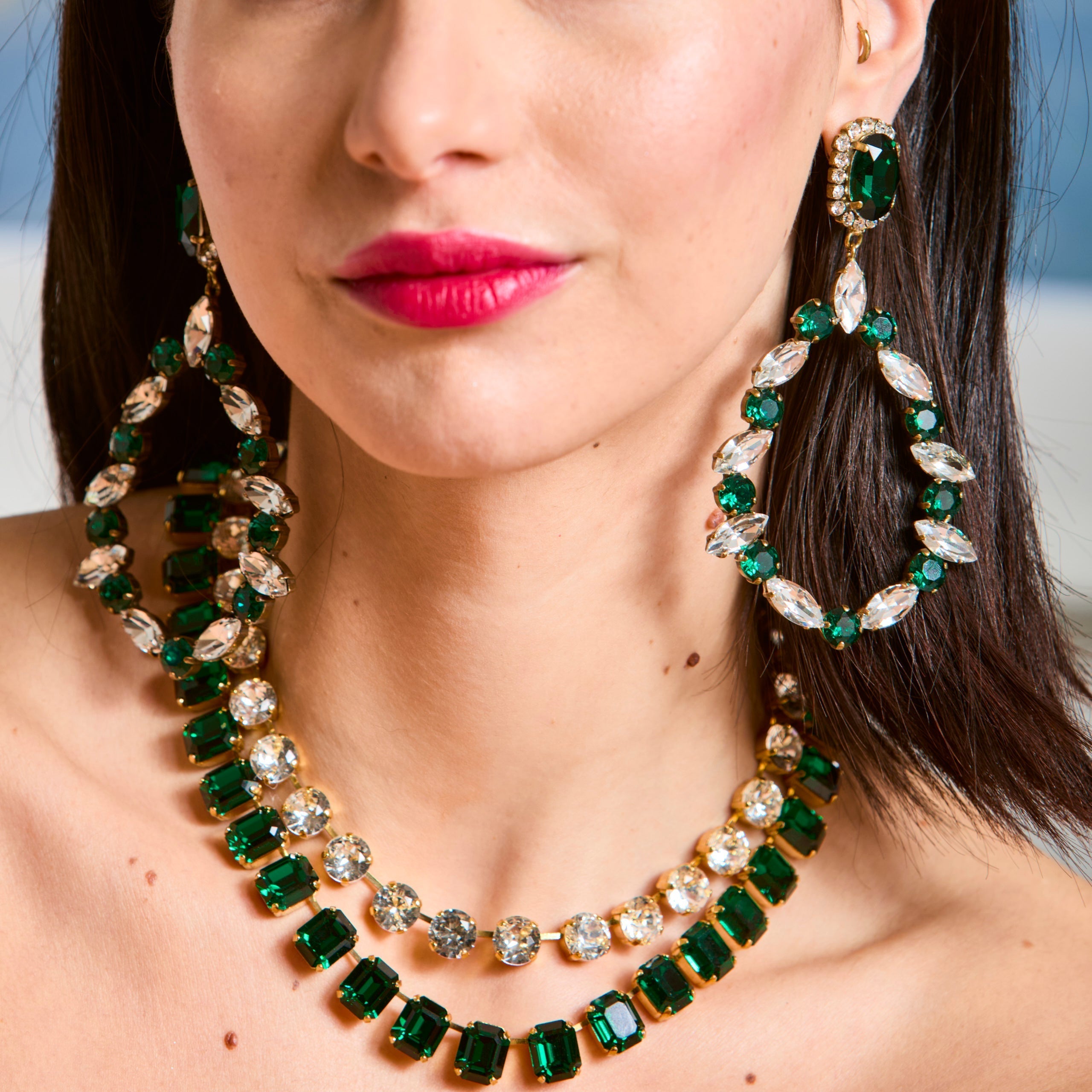Cara Green Crystal Emerald Cut Necklace
