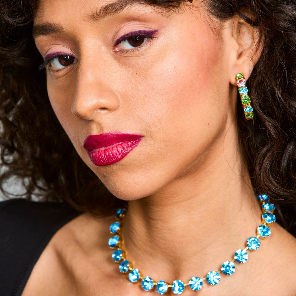 Daphne  Aqua Crystal Riviera Necklace
