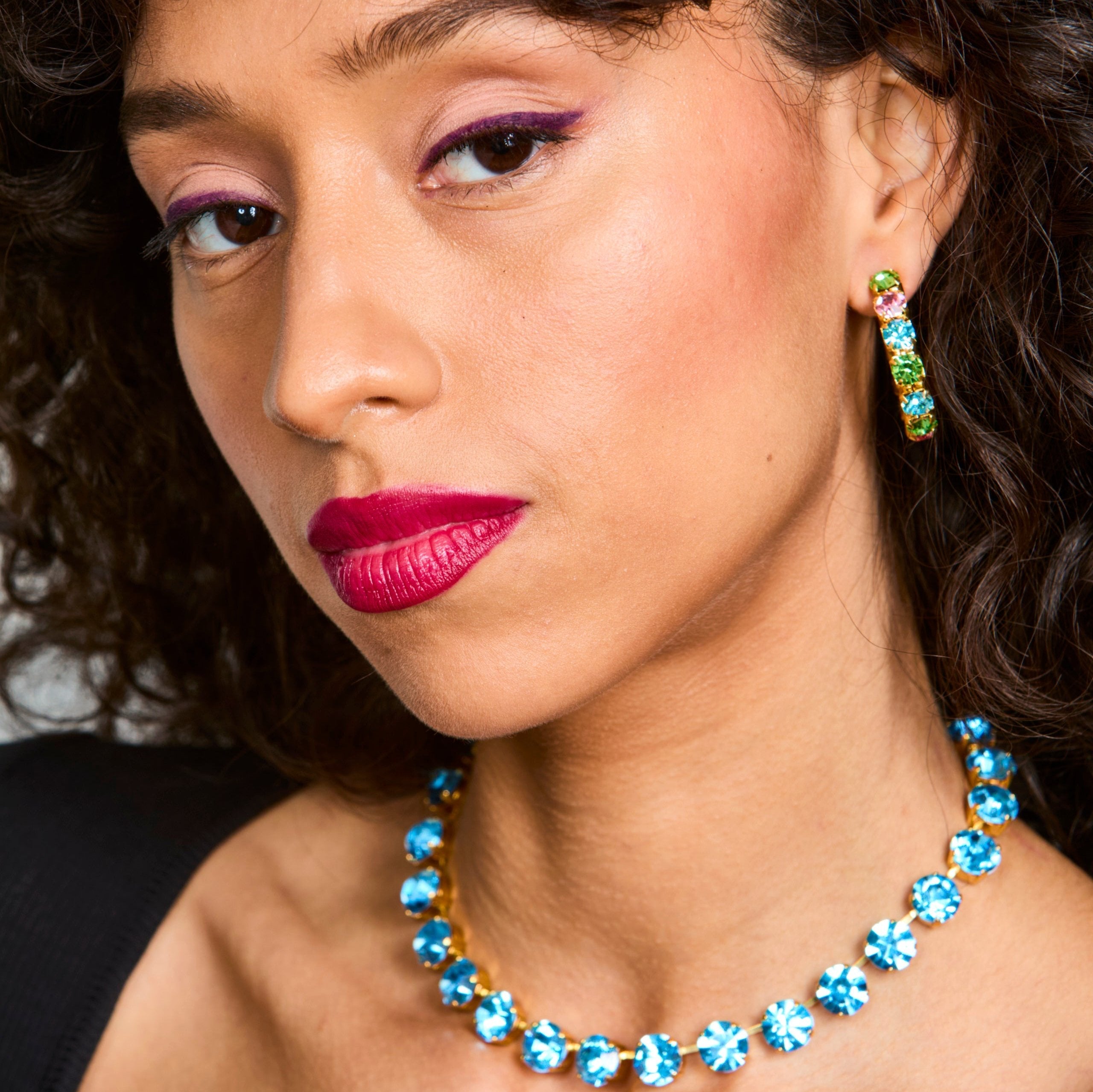 Daphne  Aqua Crystal Riviera Necklace