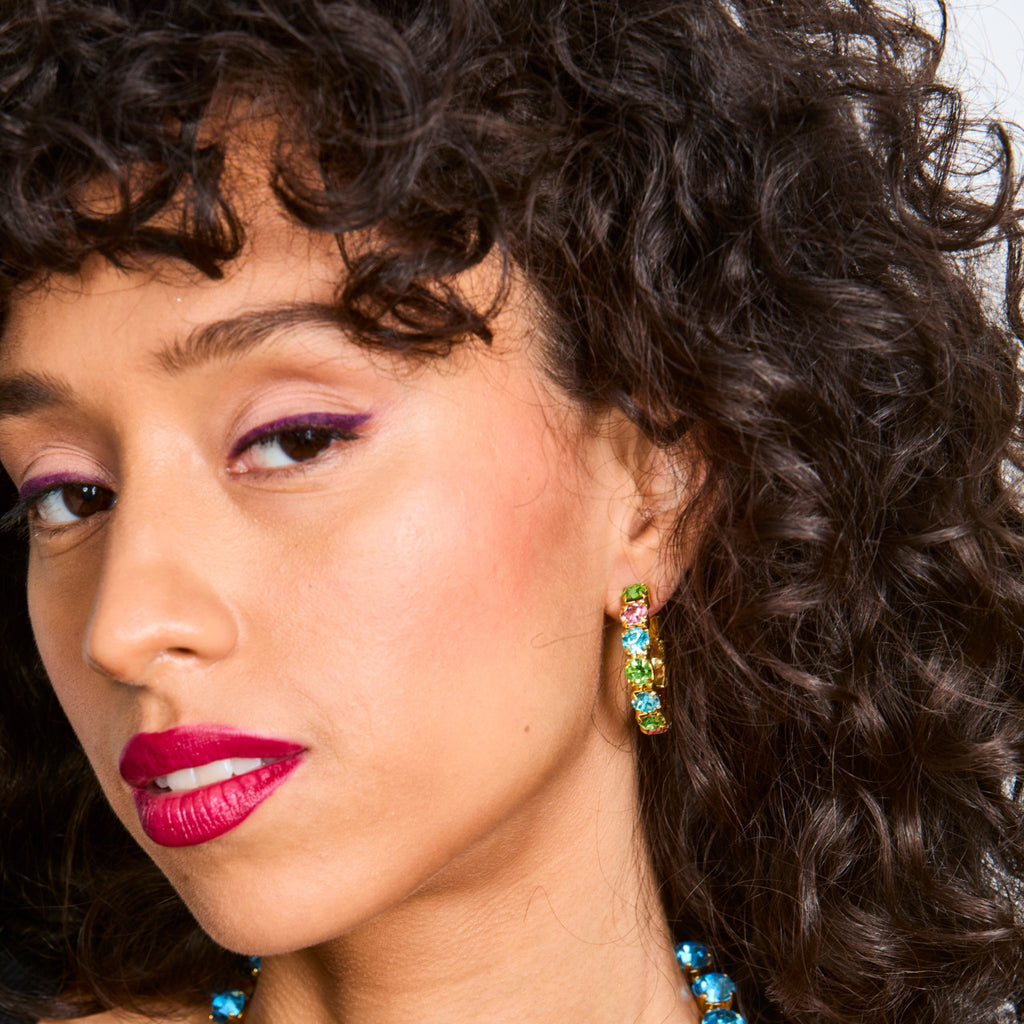 Daphne Multi Crystal Hoops