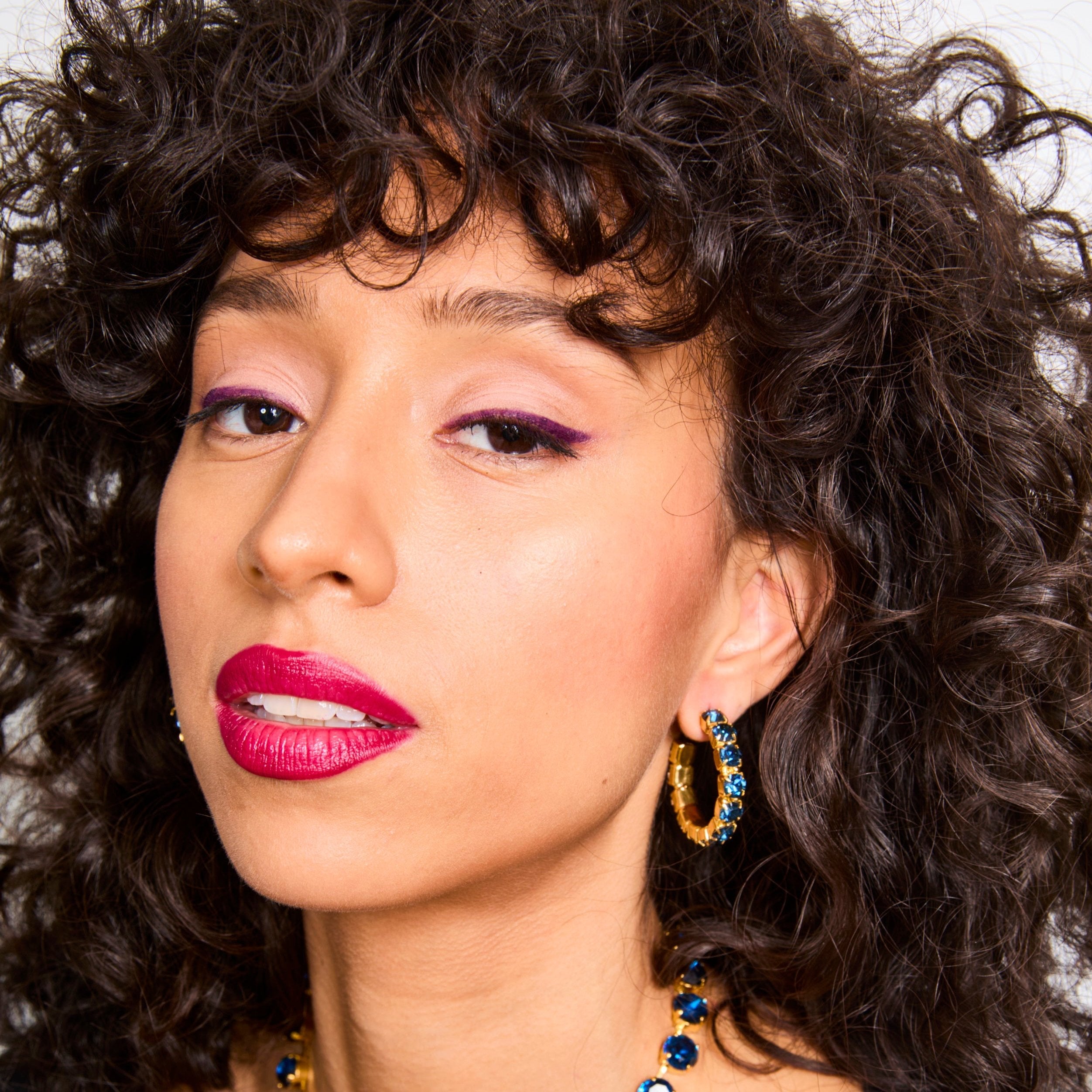 Daphne Dark Blue Crystal Hoops