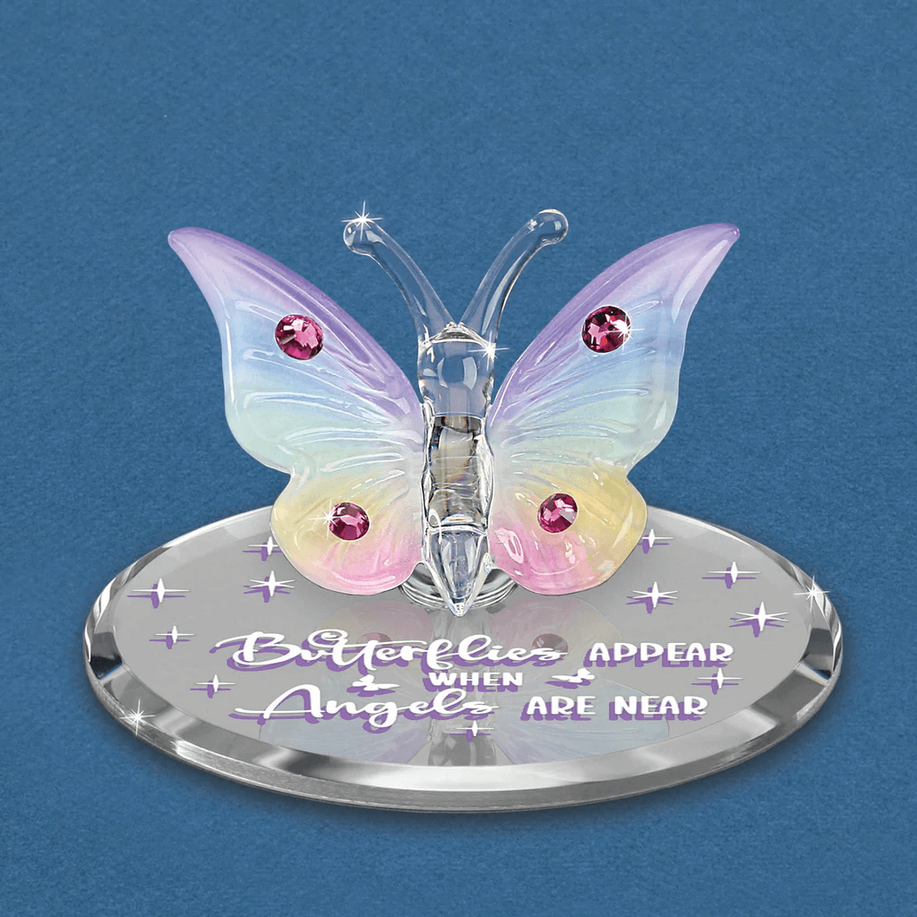 Glass "Angels Are Near" Butterfly Figurine