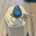 Labradorite Teardrop & Oval Dual-Flash Ring – Sterling Silver – Size 6 & 9 | Rings | Wiccan Center