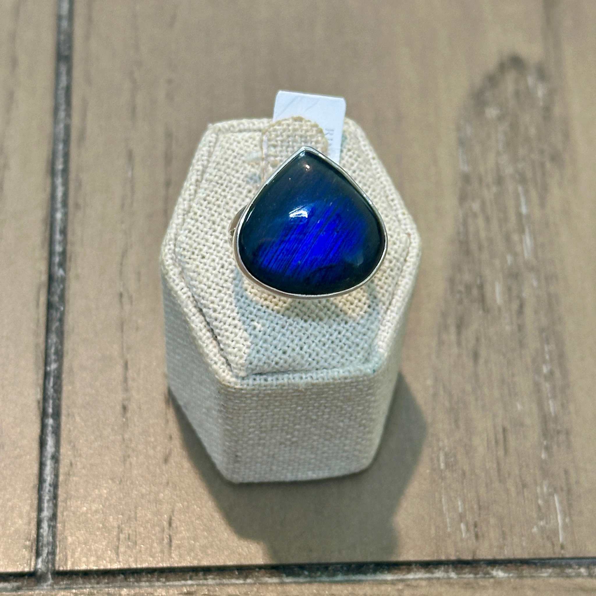 Labradorite Royal-Blue Teardrop Ring – Sterling Silver – Size 9 | Rings | Wiccan Center