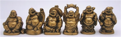 Laughing Buddha 2 Inch Statues (Set of 6 Figurine) - Choose Color | FENG SHUI | Wiccan Center