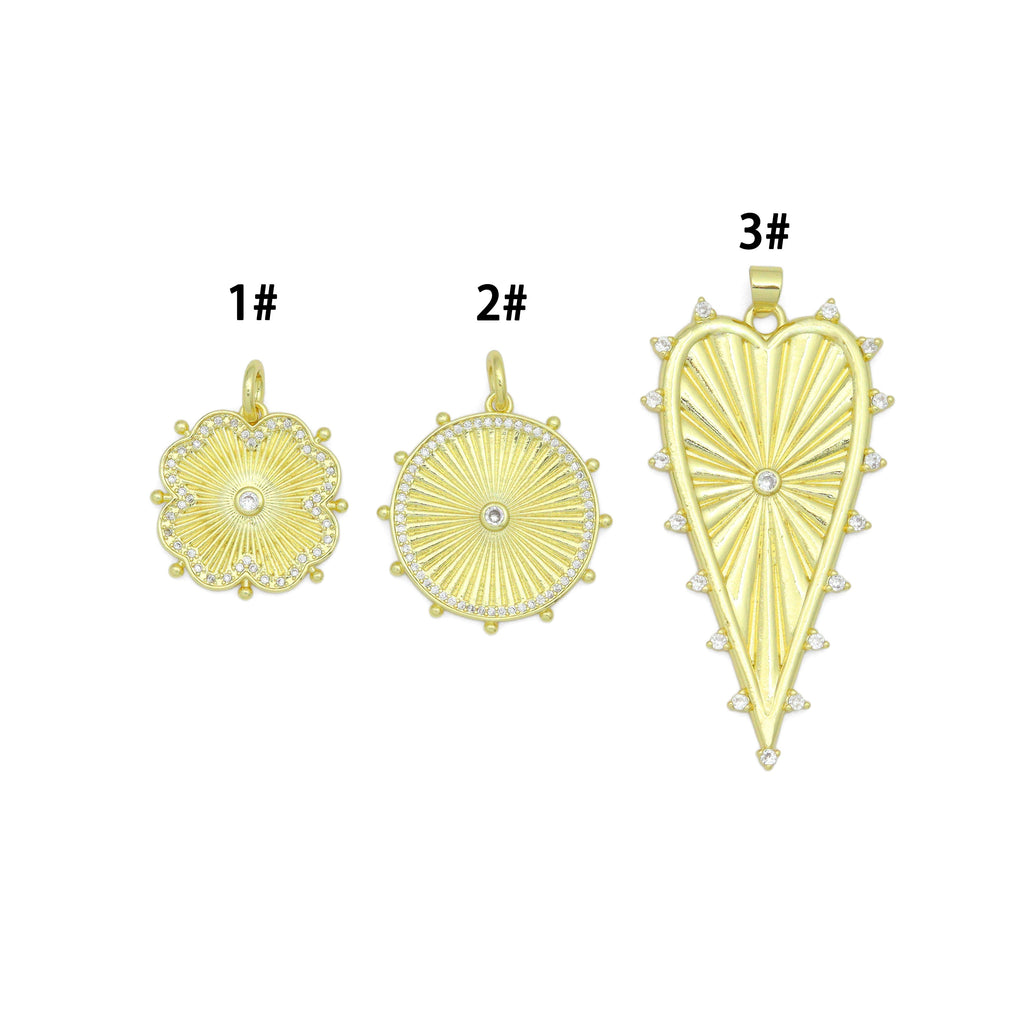 Petal Sunburst, Radiant Cirle, Heartburst Charm Pendant, Sku#LK1293 | Charms | Wiccan Center