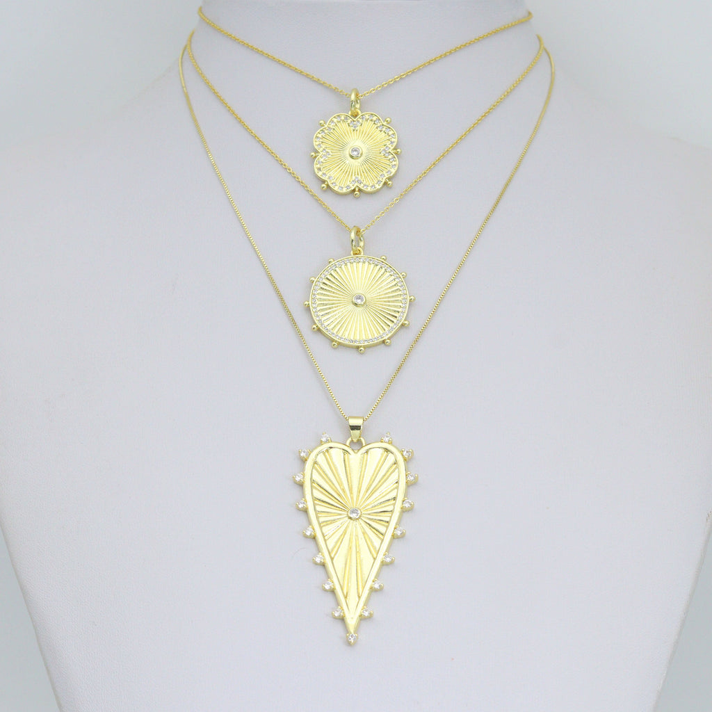 Petal Sunburst, Radiant Cirle, Heartburst Charm Pendant, Sku#LK1293 | Charms | Wiccan Center
