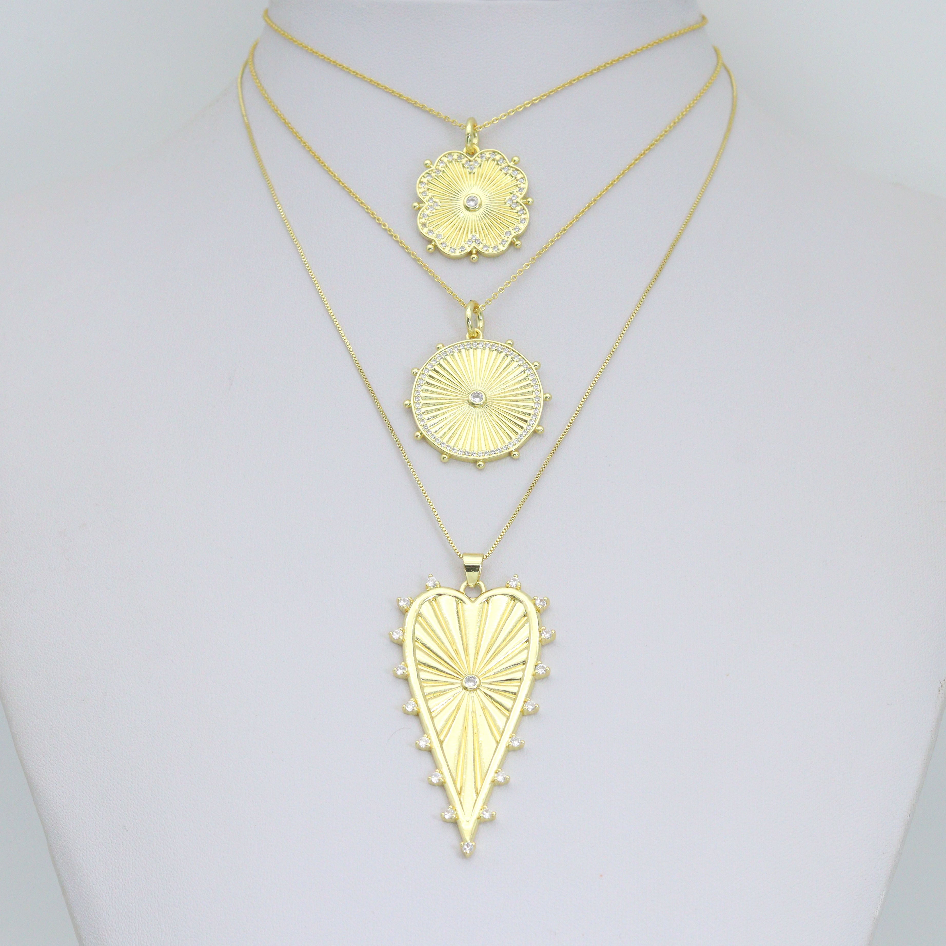 Petal Sunburst, Radiant Cirle, Heartburst Charm Pendant, Sku#LK1293 | Charms | Wiccan Center
