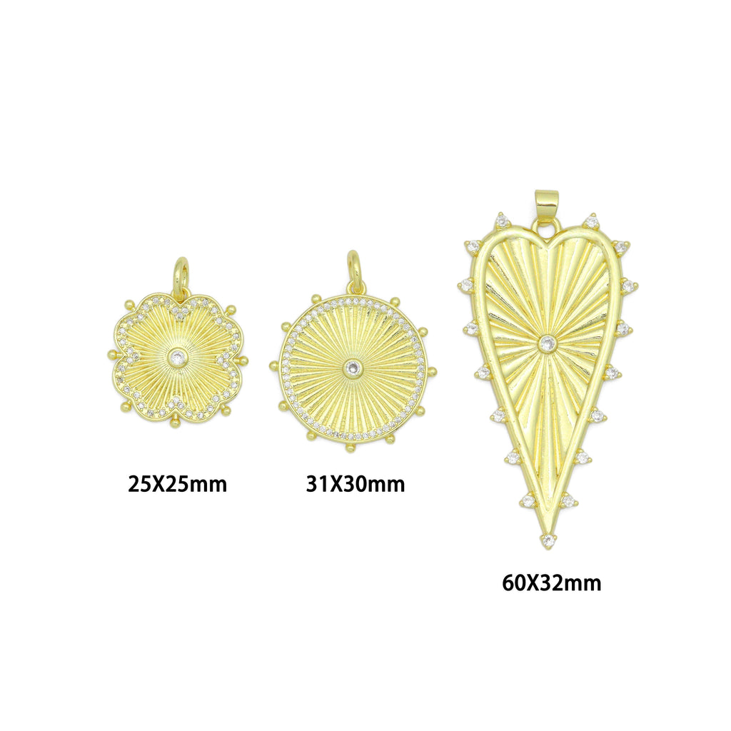 Petal Sunburst, Radiant Cirle, Heartburst Charm Pendant, Sku#LK1293 | Charms | Wiccan Center