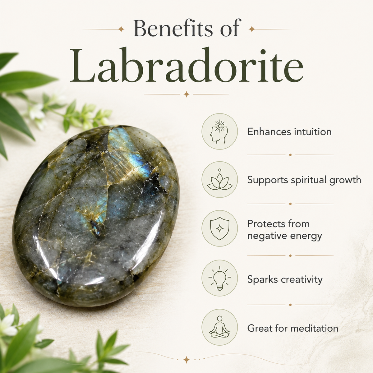 Labradorite Flat Stone, Polished Oval Flat Palm Stones