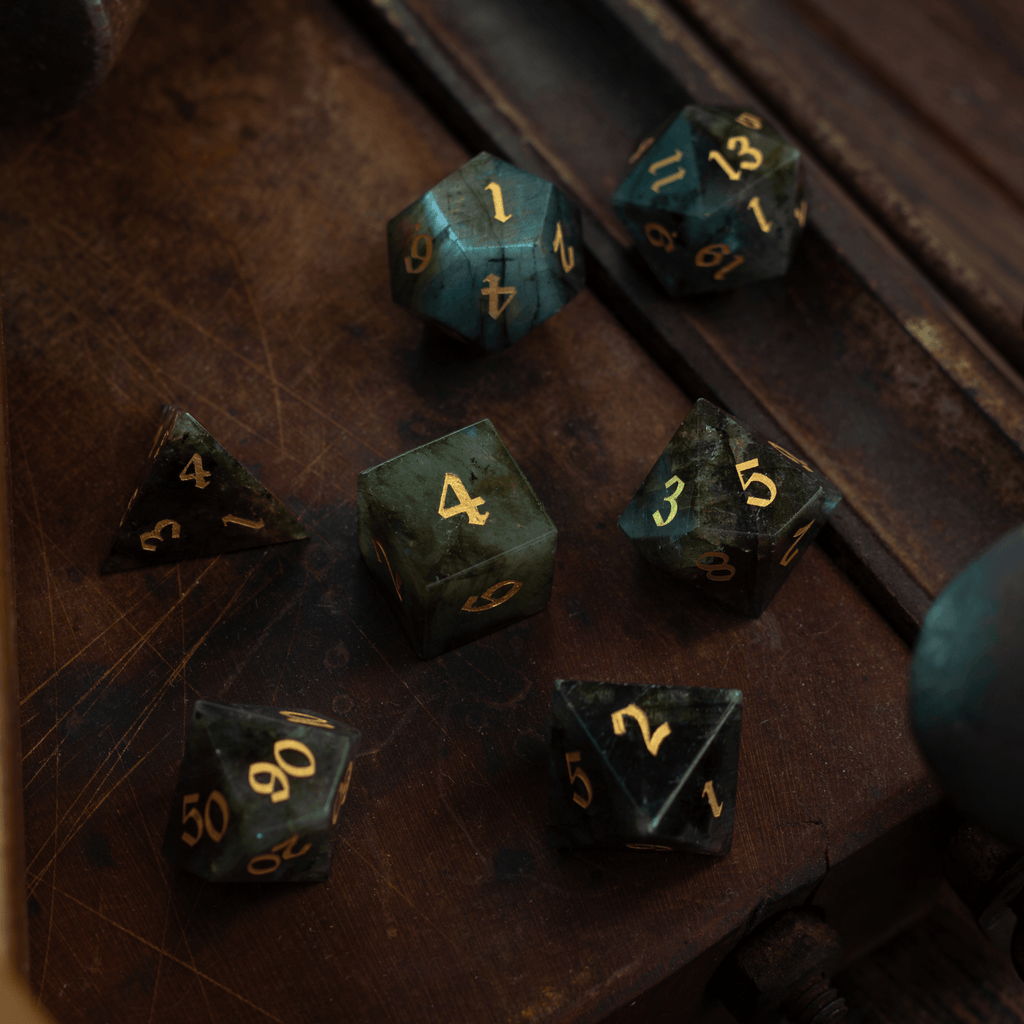 Labradorite Gemstone DND Dice Set | Gemstone Dice | Wiccan Center