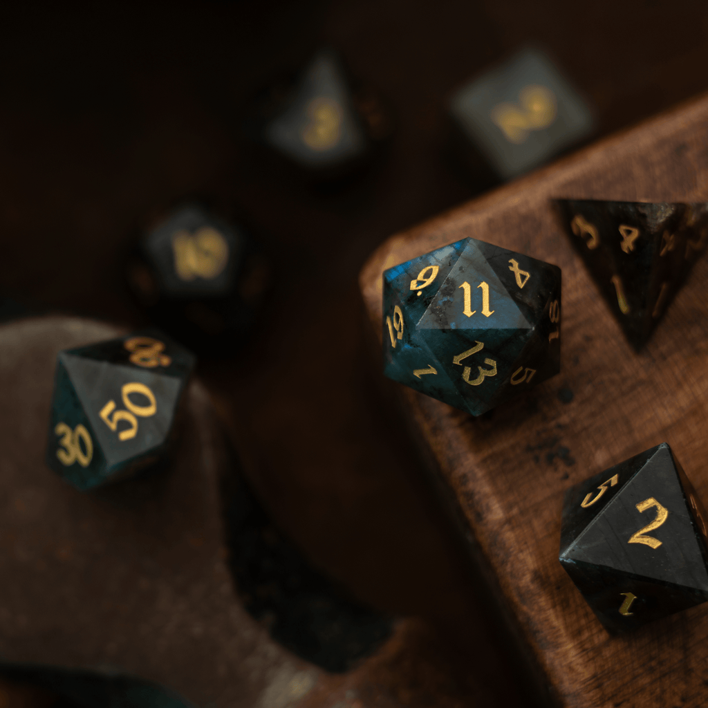Labradorite Gemstone DND Dice Set | Gemstone Dice | Wiccan Center