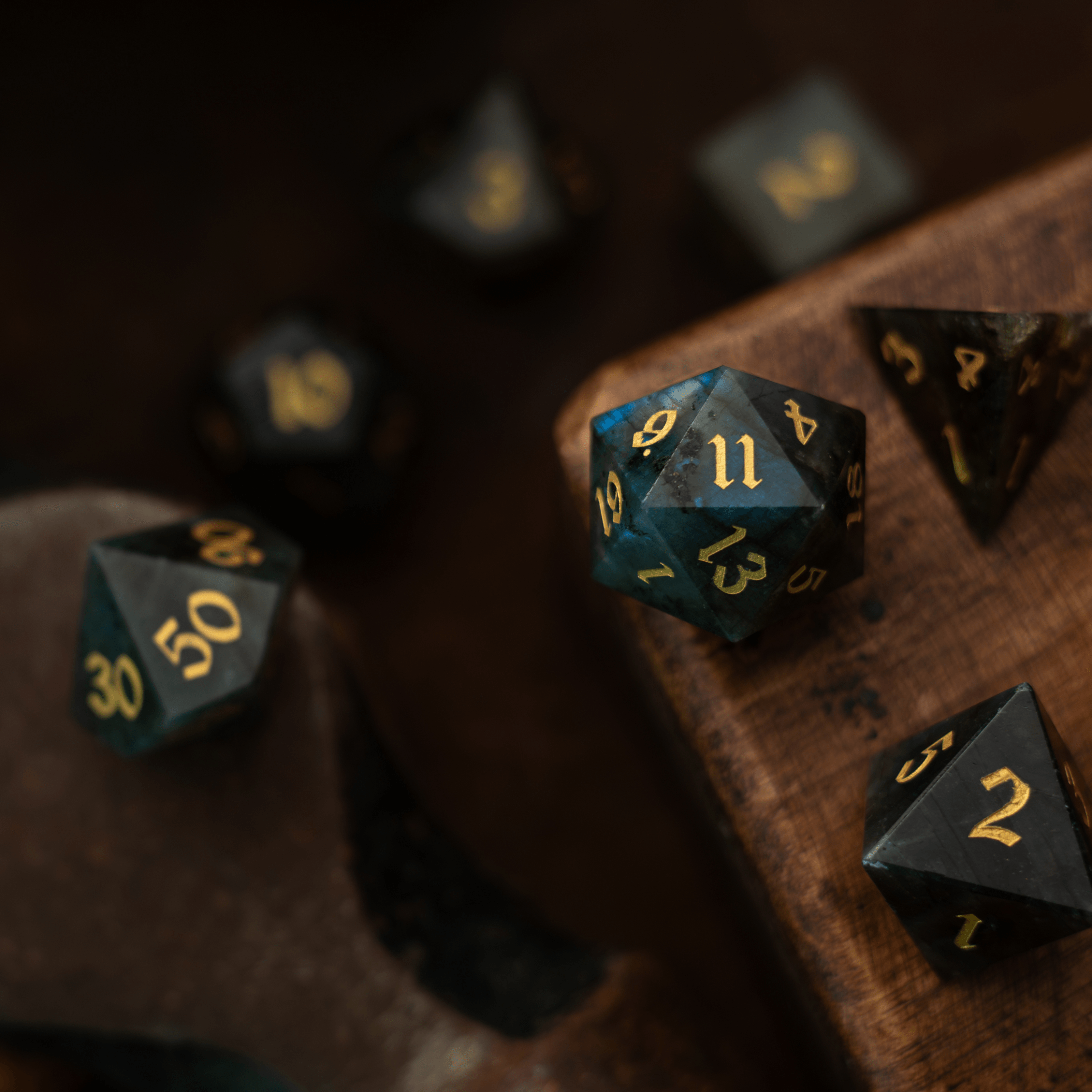 Labradorite Gemstone DND Dice Set | Gemstone Dice | Wiccan Center