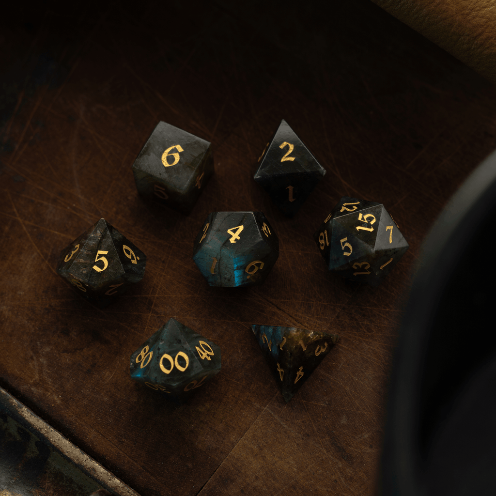 Labradorite Gemstone DND Dice Set | Gemstone Dice | Wiccan Center