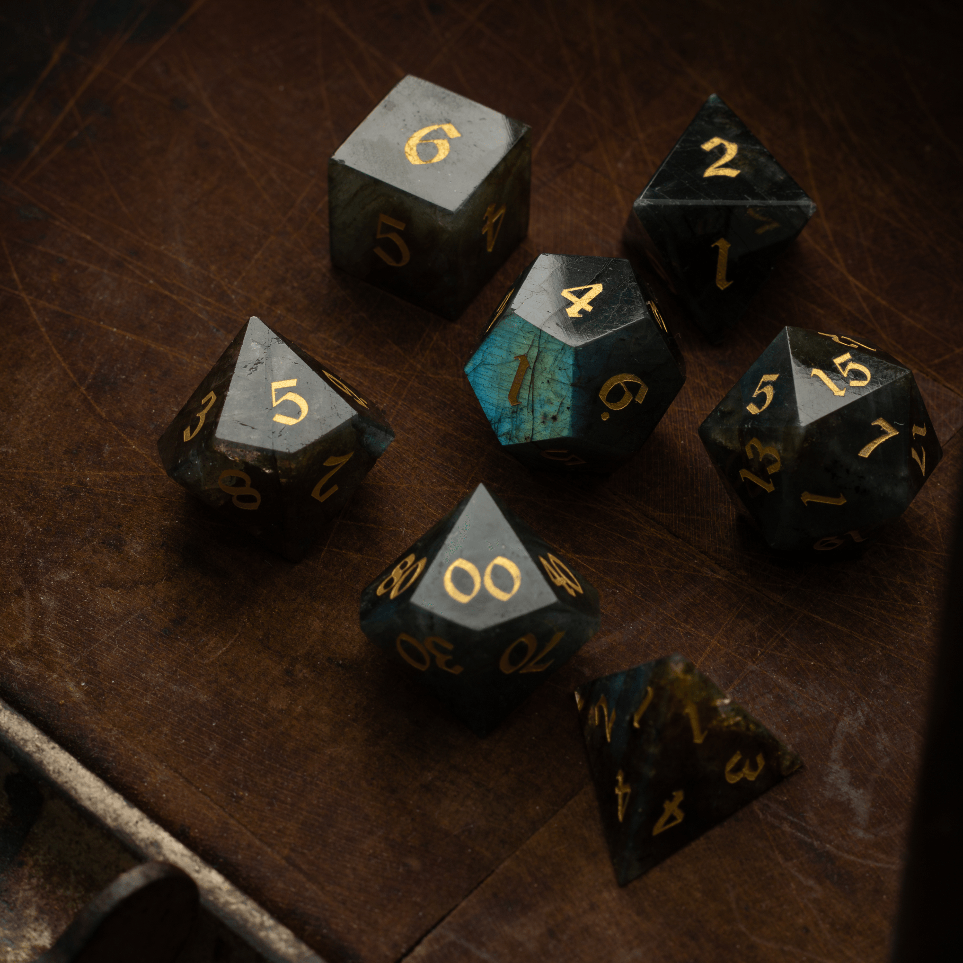 Labradorite Gemstone DND Dice Set | Gemstone Dice | Wiccan Center