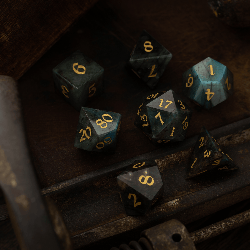 Labradorite Gemstone DND Dice Set | Gemstone Dice | Wiccan Center