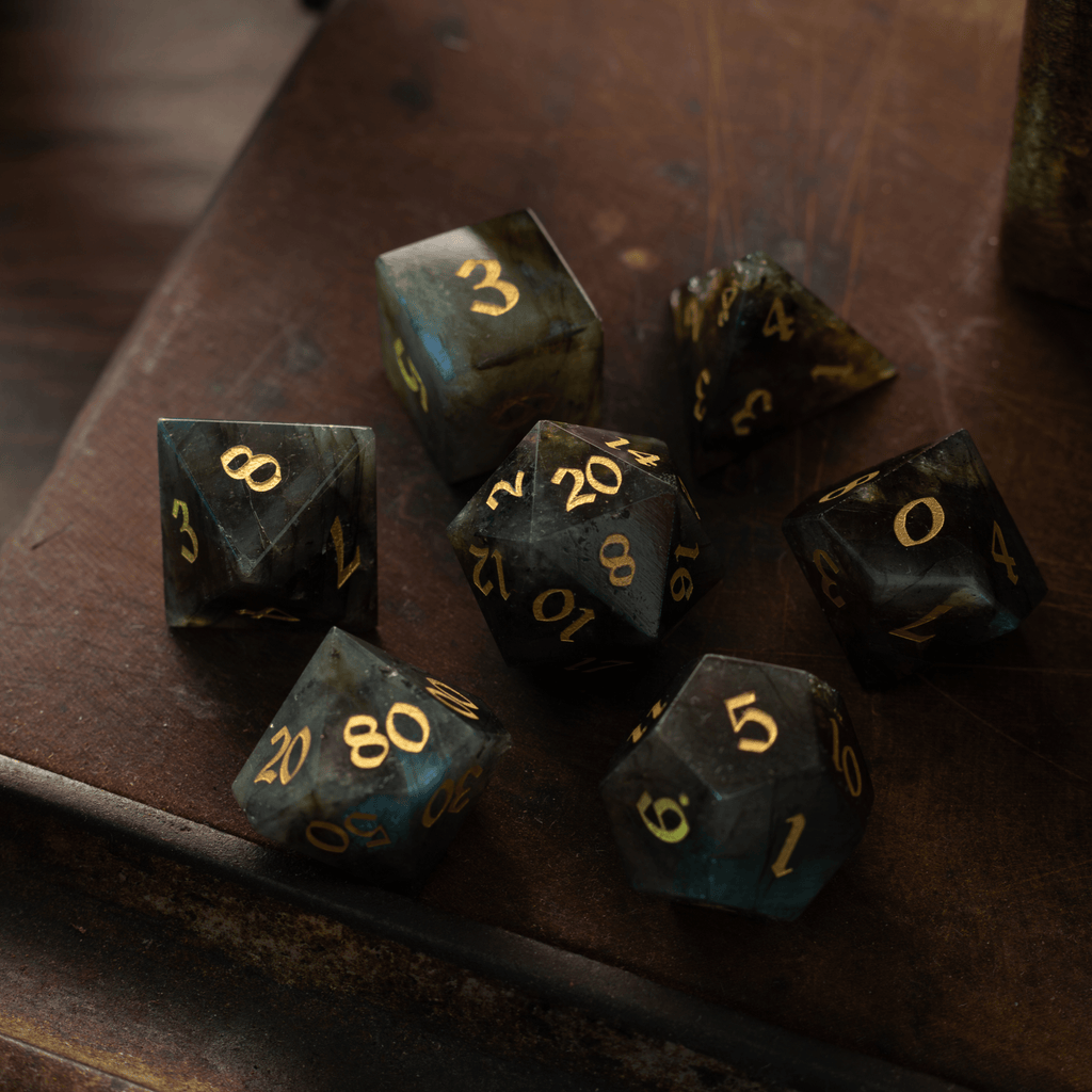 Labradorite Gemstone DND Dice Set | Gemstone Dice | Wiccan Center
