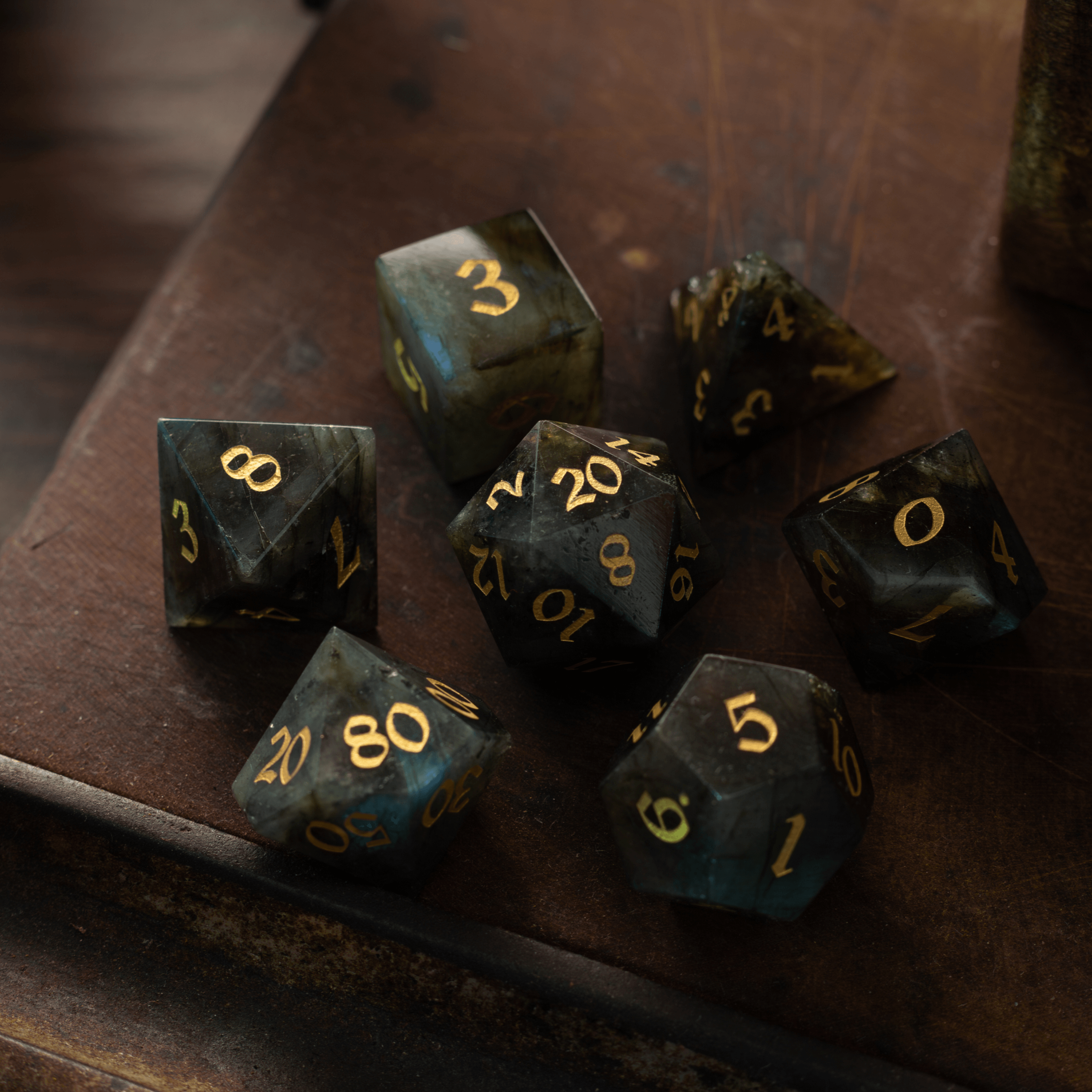 Labradorite Gemstone DND Dice Set | Gemstone Dice | Wiccan Center