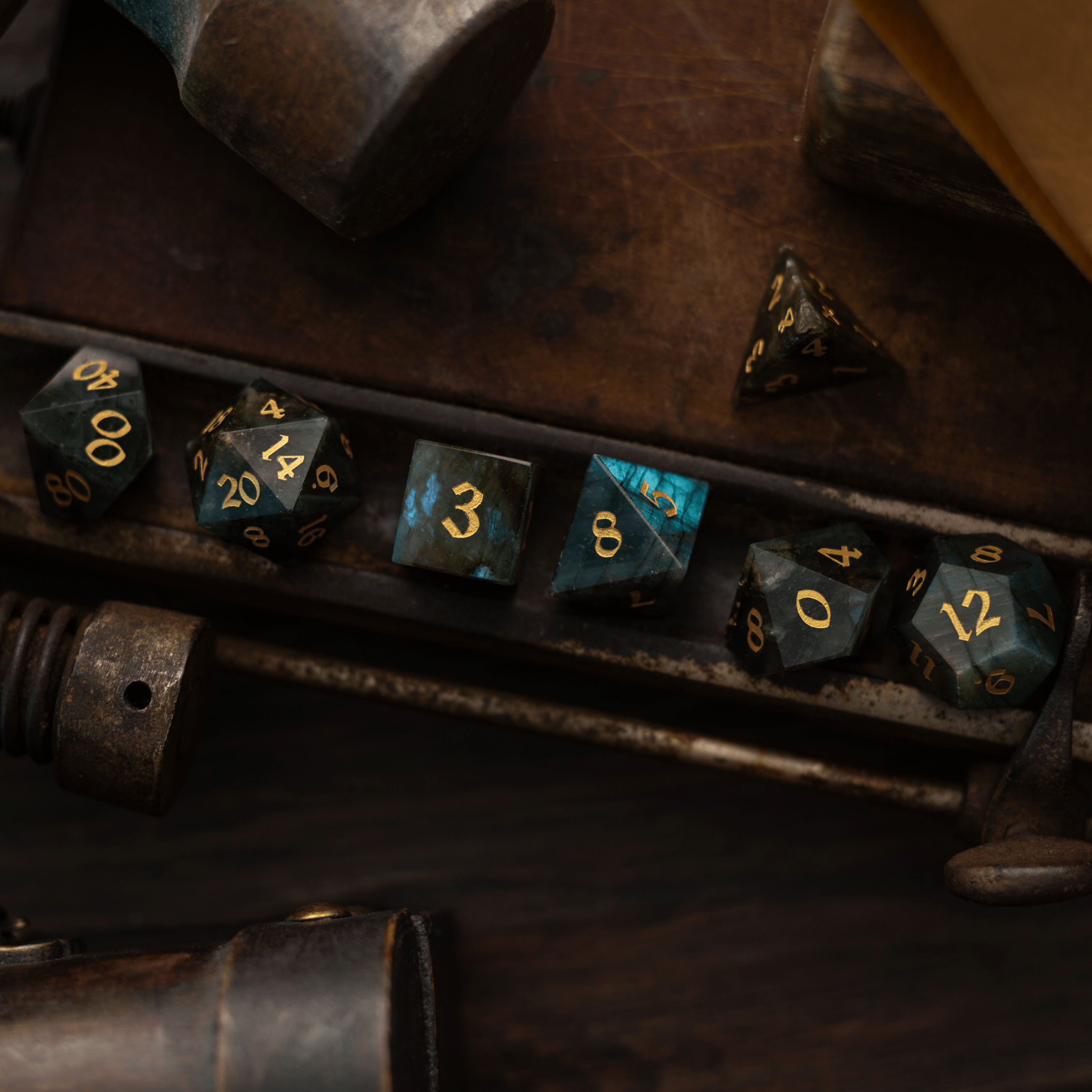 Labradorite Gemstone DND Dice Set | Gemstone Dice | Wiccan Center