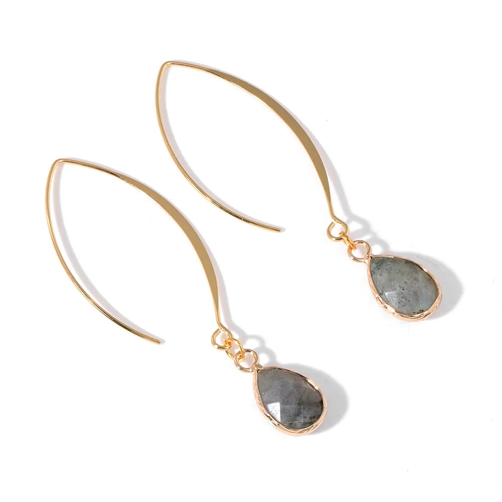 Crystal Faceted Teardrop Gold Earrings | earrings | Wiccan Center