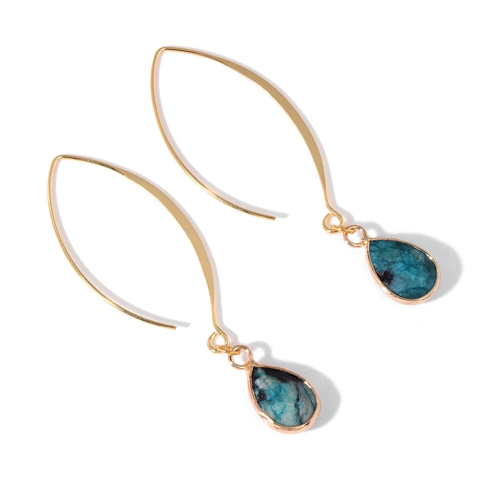 Crystal Faceted Teardrop Gold Earrings | earrings | Wiccan Center