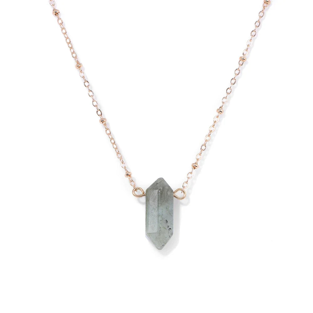 Crystal Hexagon Gold Necklaces | necklace | Wiccan Center