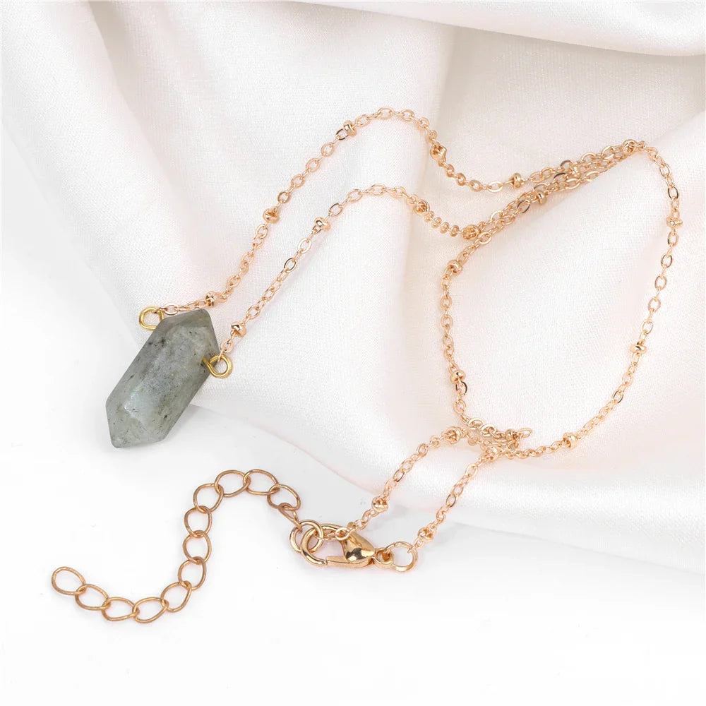 Crystal Hexagon Gold Necklaces | necklace | Wiccan Center