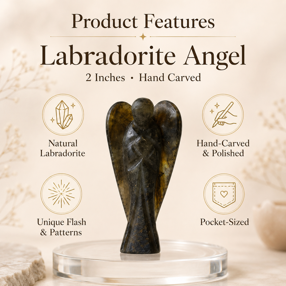 Labradorite Crystal Angel Pocket Guardian