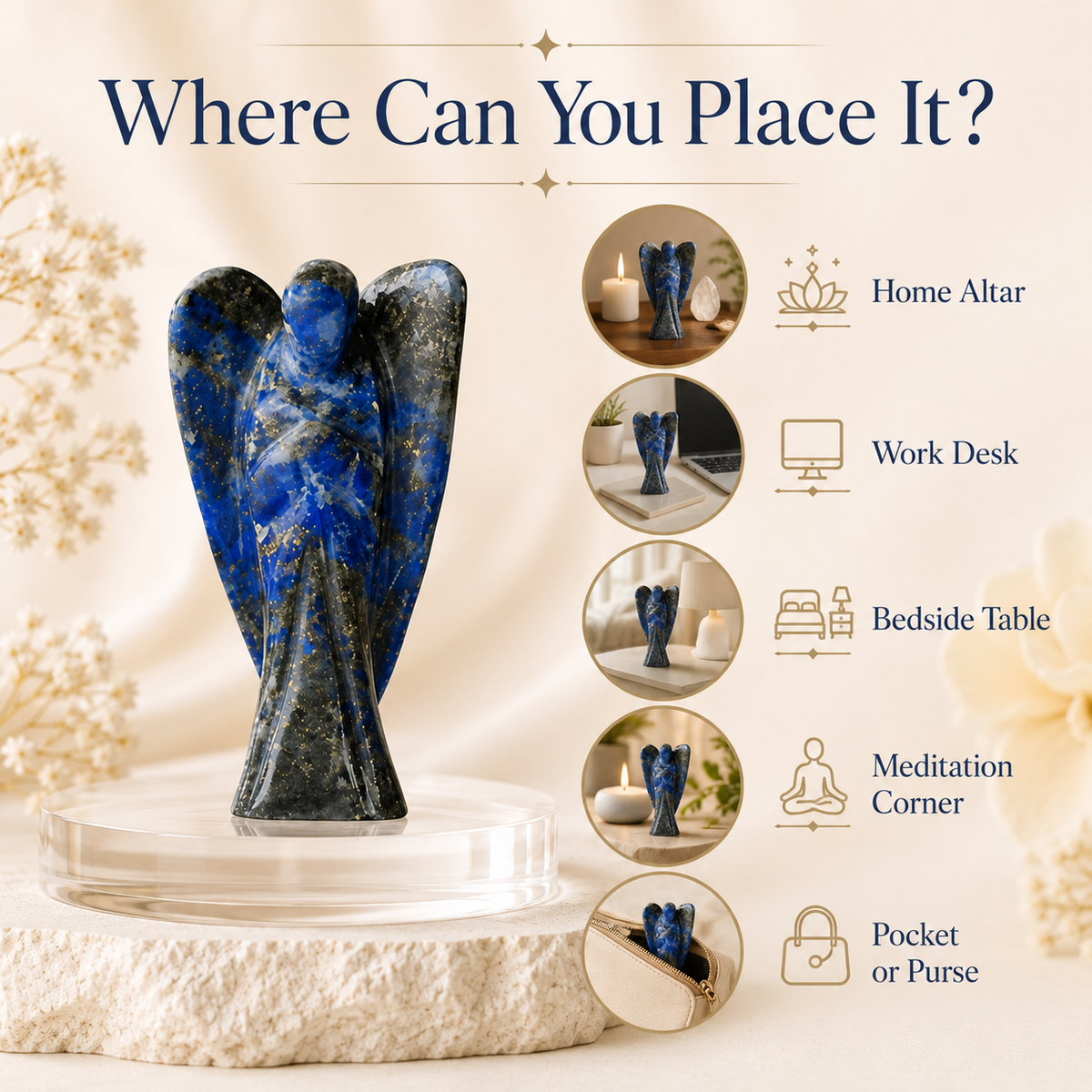 Lapis Lazuli Crystal Angel Pocket Guardian