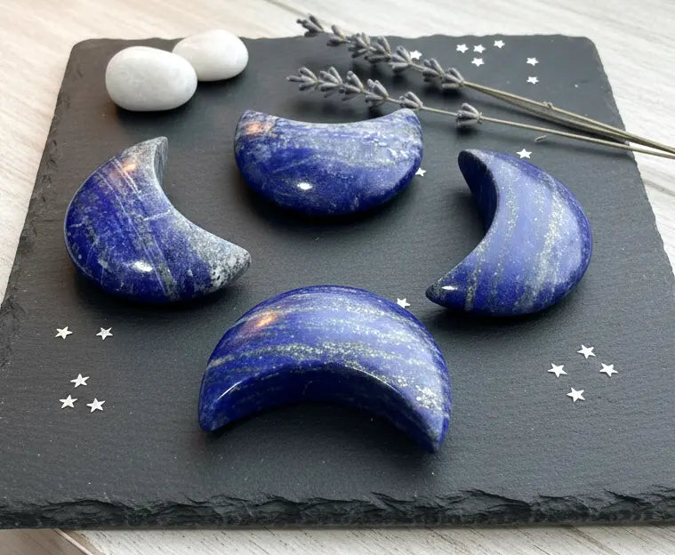 Lapis Lazuli Crescent Moon Carving | Home & Living > Home Decor > Home Accents > Rocks & Geodes | Wiccan Center