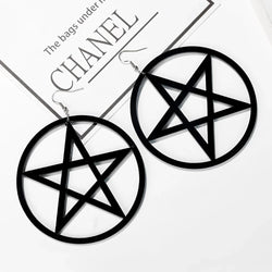 Large Black Pentacle Earrings | earrings | Wiccan Center