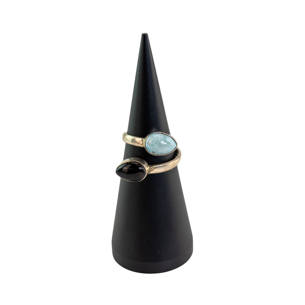 Larimar & Amber Sterling Silver Ring | Rings | Wiccan Center