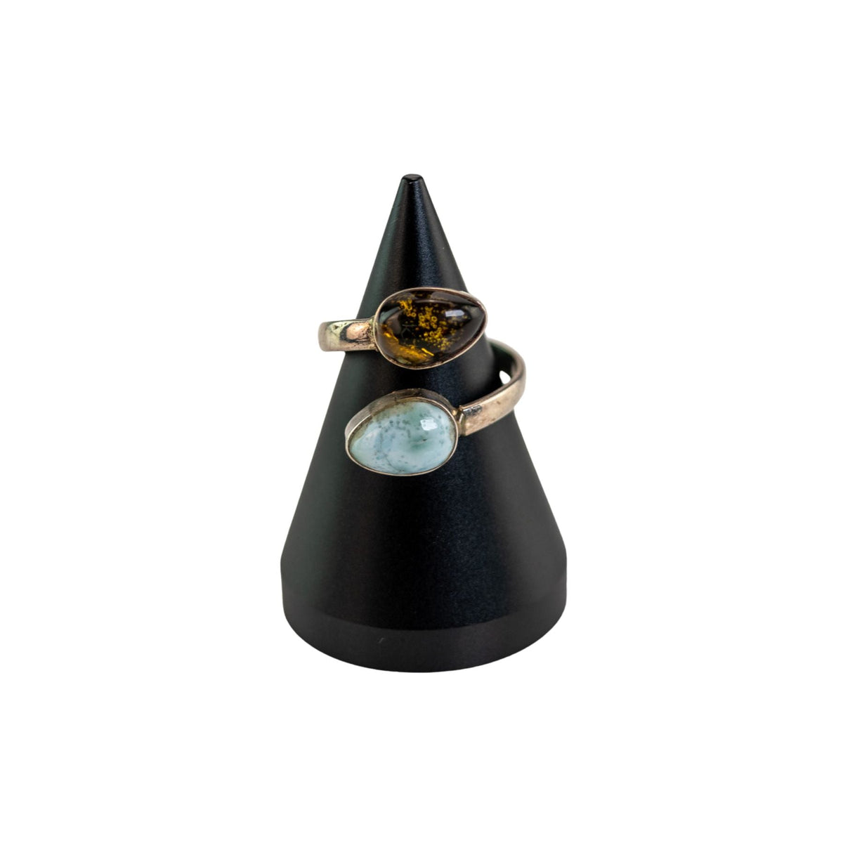 Larimar & Amber Sterling Silver Ring | Rings | Wiccan Center