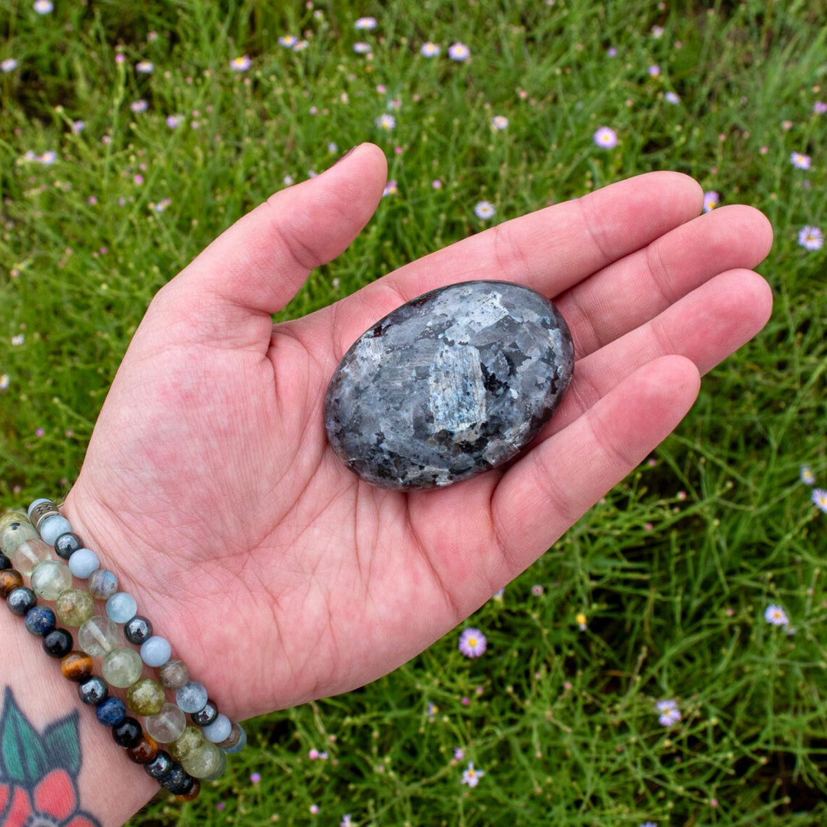 Larvikite Large Palm Stone | Religious Items | Wiccan Center
