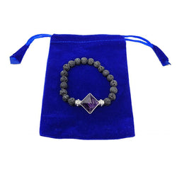 Lava & Amethyst Pyramid Bracelet w/ Velvet Bag | Bracelet | Wiccan Center