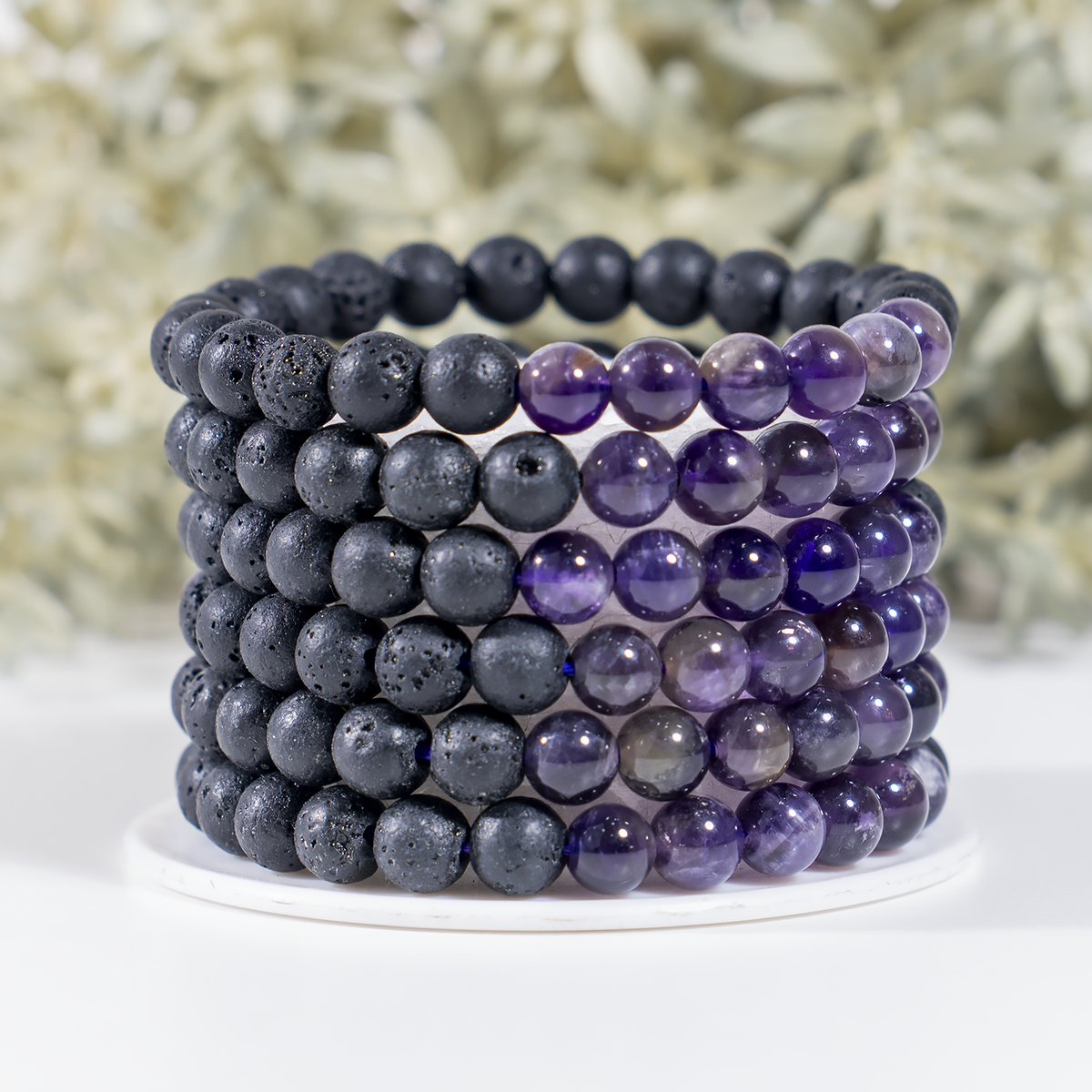 Lava Diffuser Bracelet, Lava with Amethyst Beads Diffuser Jewelry, Aromatherapy, Essential Oil Bracelet, Spiritual Gift, Yoga Gift for Her