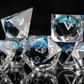 Legacy of Blue Eyes Liquid Core Dice Set - Silver | Liquid Core | Wiccan Center