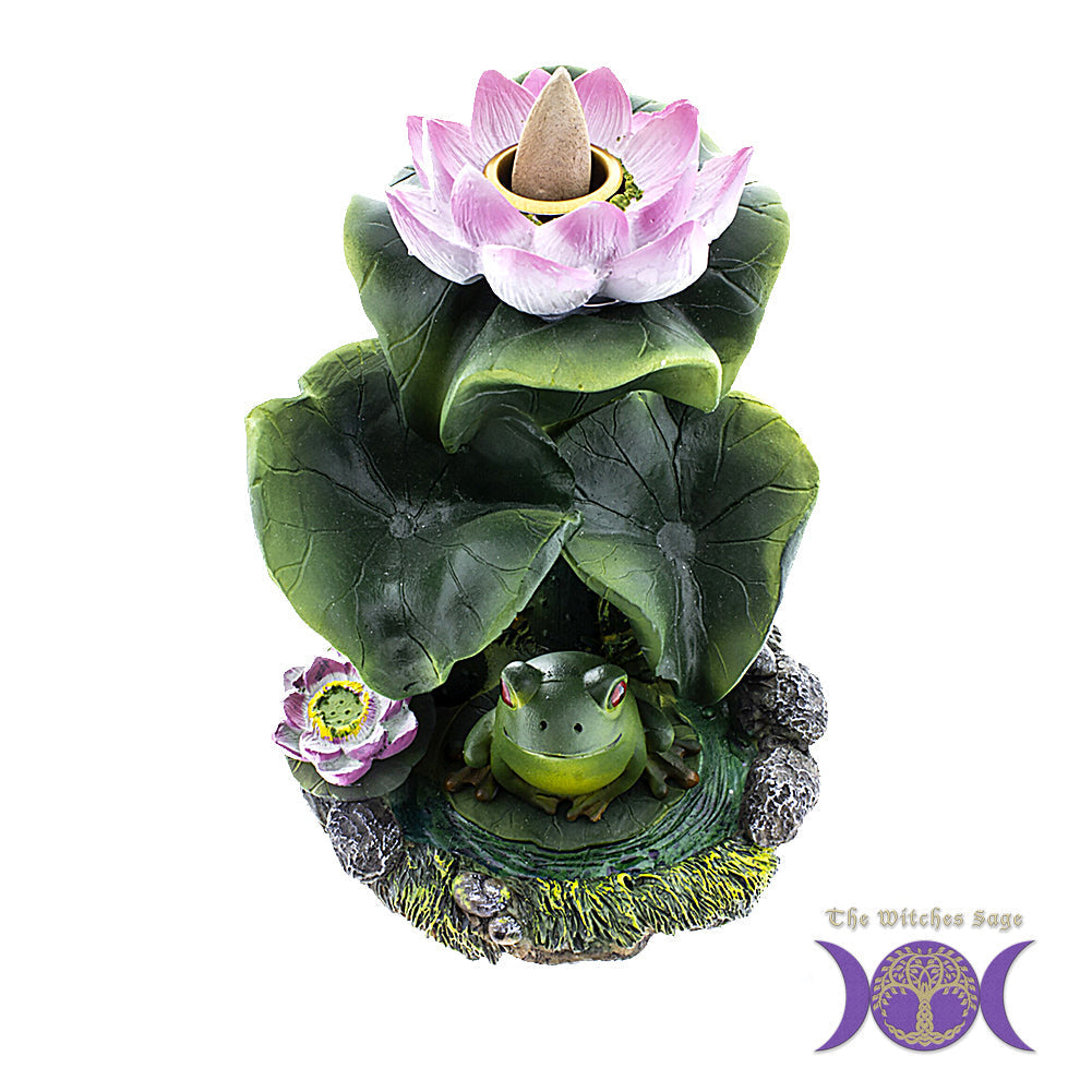Lilies and Frog Backflow Burner | Incense Burner | Wiccan Center