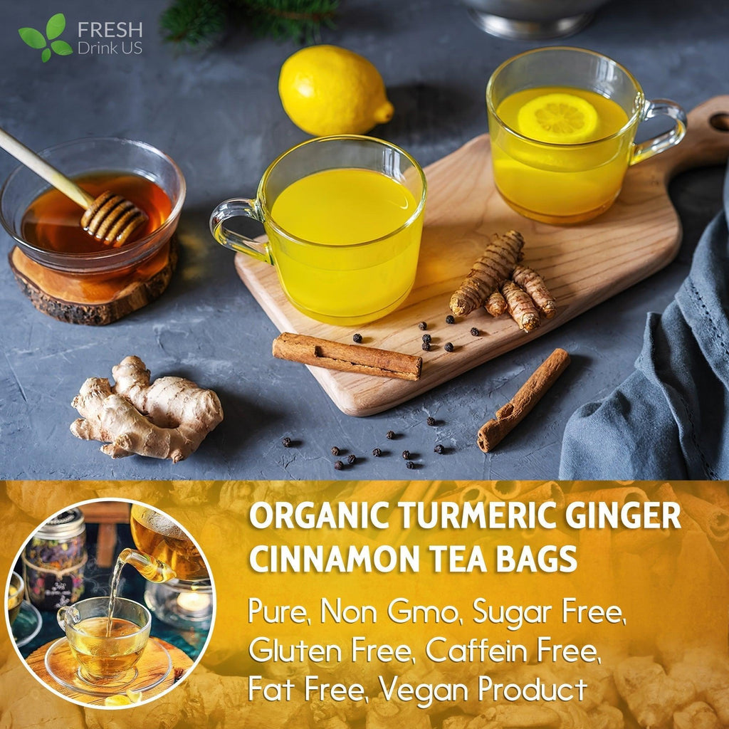 Turmeric Ginger, Cinnamon Tea, Tea Bags, 100% Natural, Hand-made, No Sugar, No Caffeine, No Gluten, Vegan | Tea | Wiccan Center