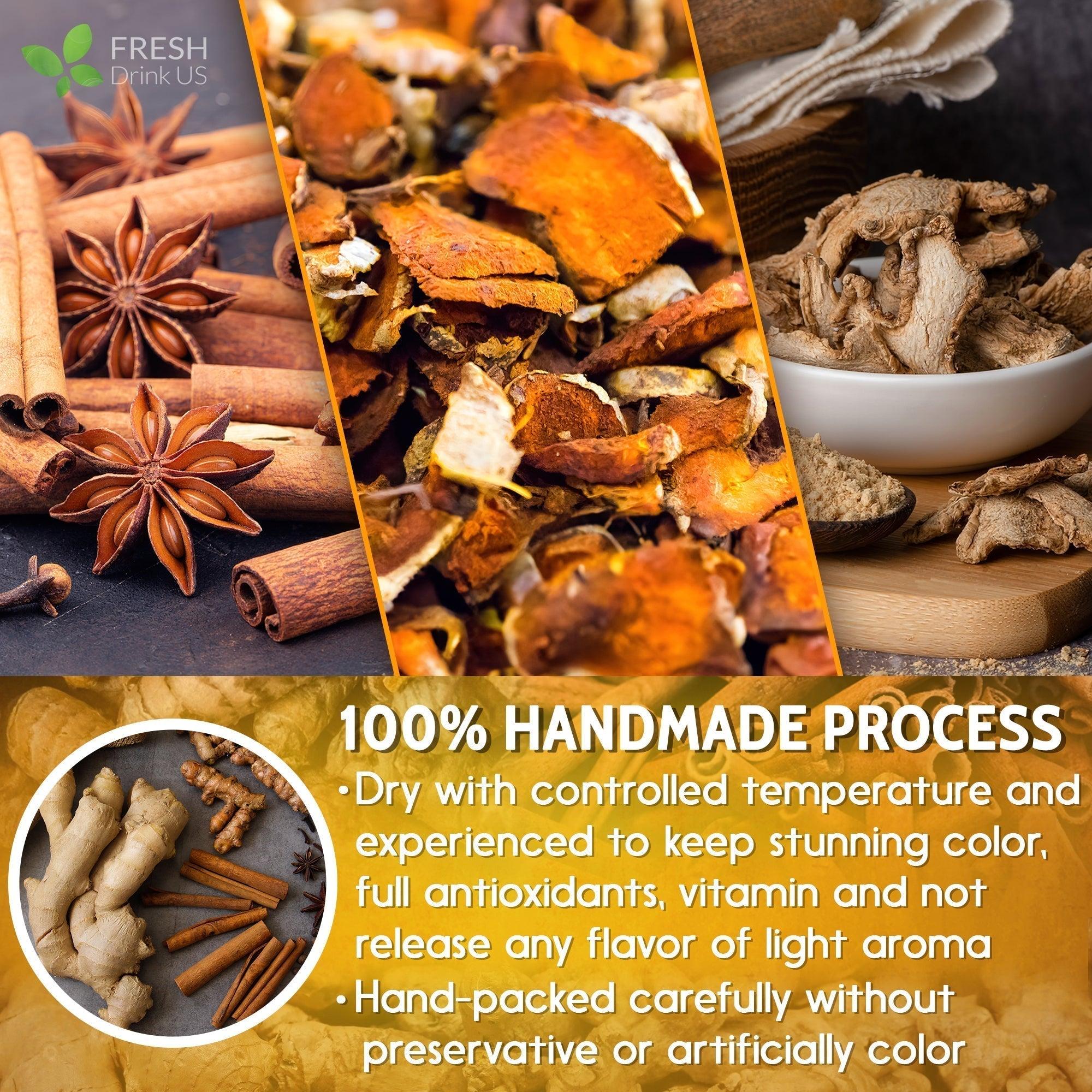 Turmeric Ginger, Cinnamon Tea, Tea Bags, 100% Natural, Hand-made, No Sugar, No Caffeine, No Gluten, Vegan | Tea | Wiccan Center