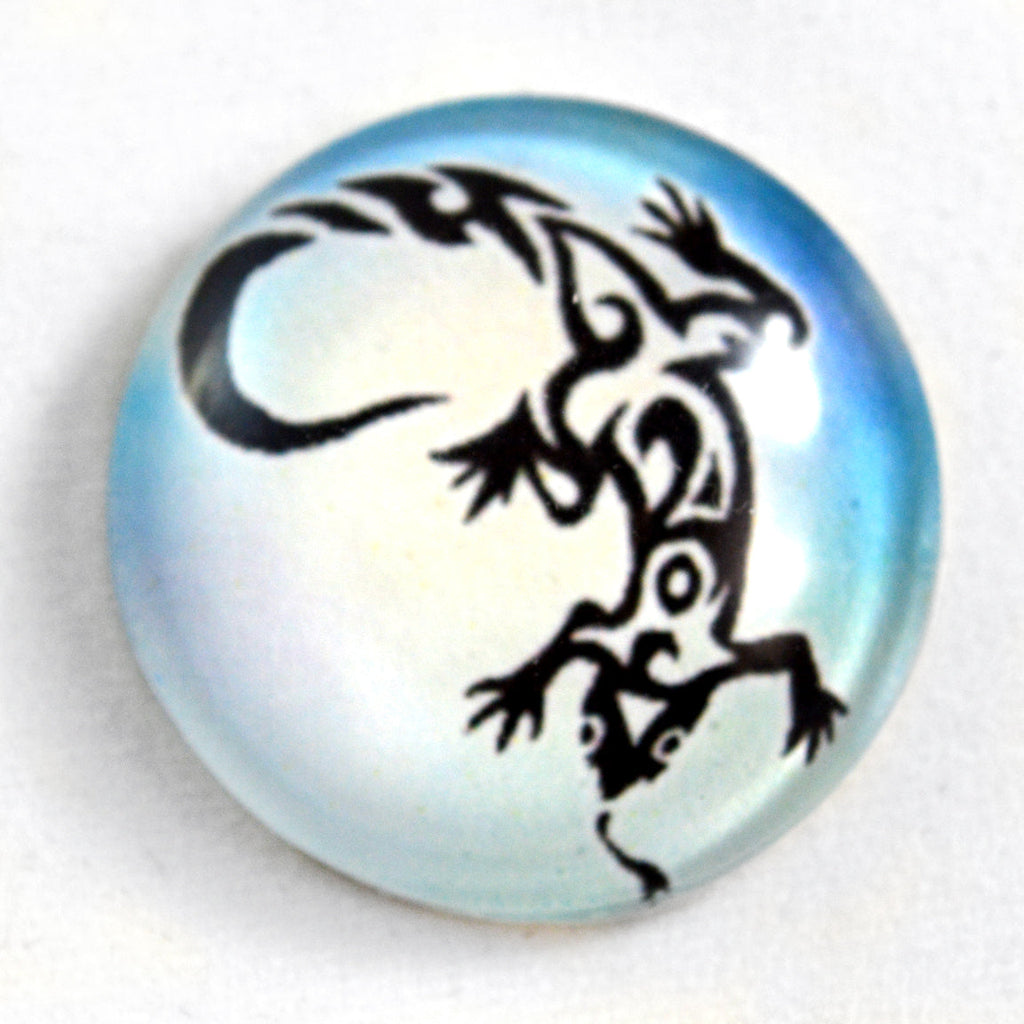 Tribal Lizard Glass Cabochon